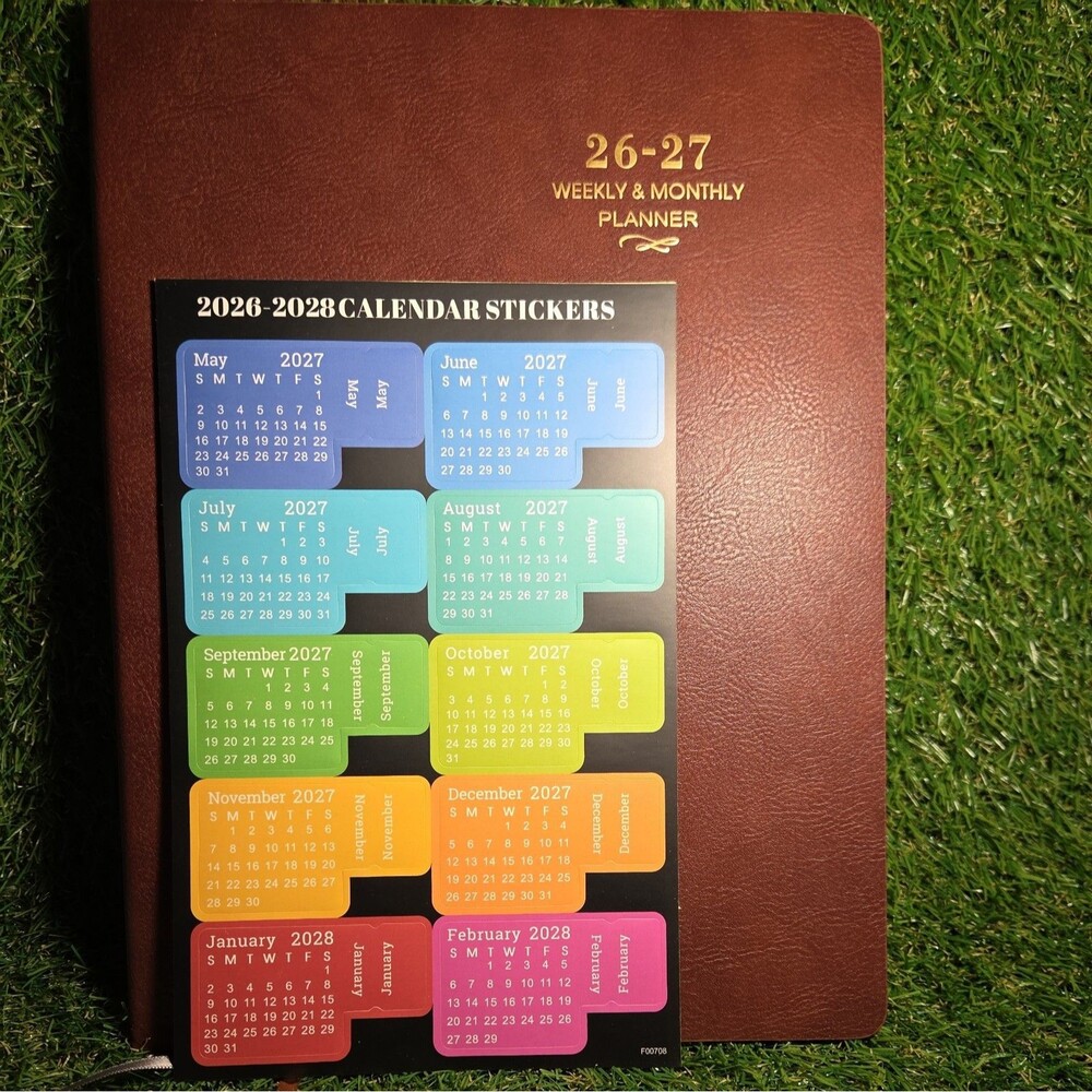 Monthly Planner 2026-2027 Twin-Wire Organizer Leather Cover 18M Planner, Brown - Picture 3 of 3